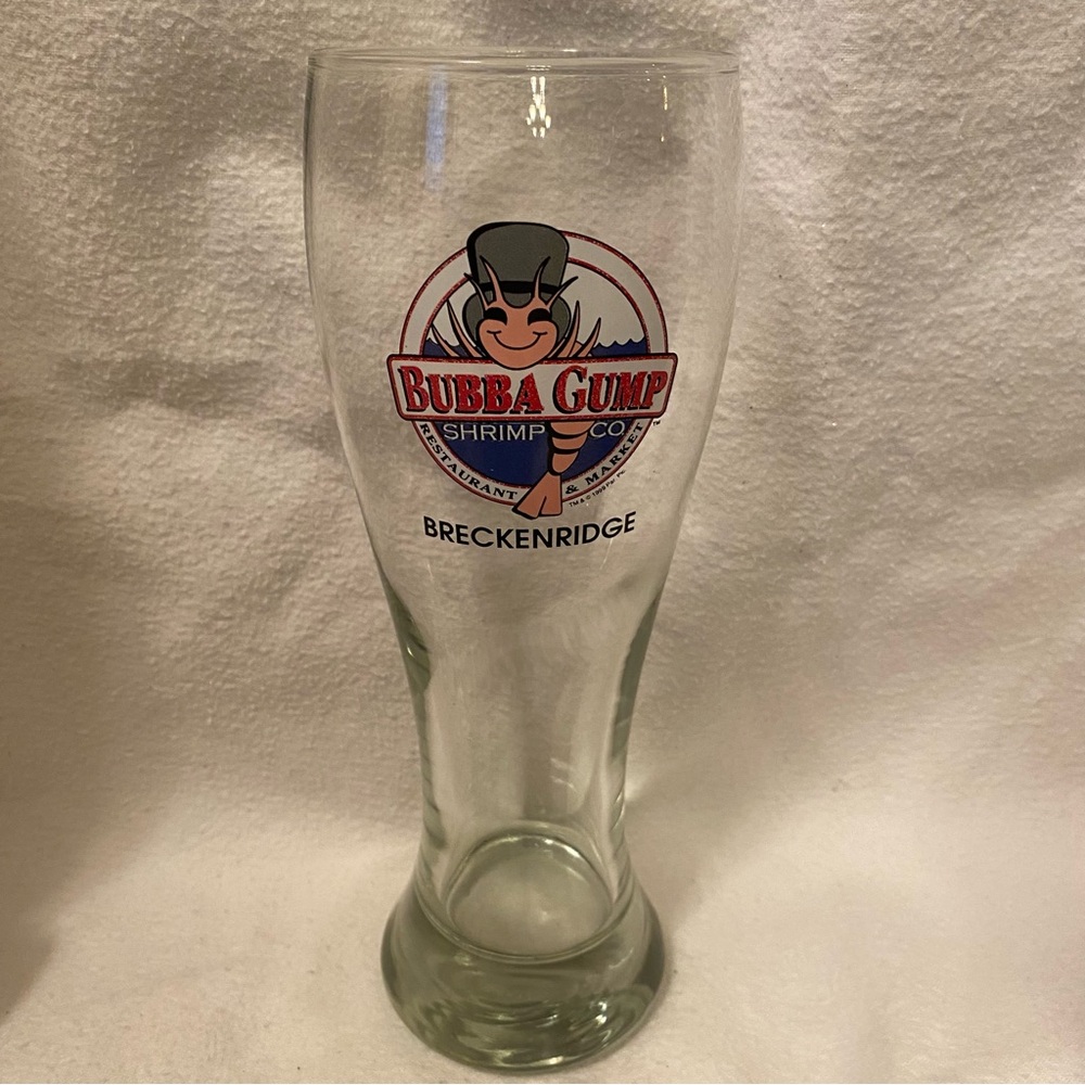 Bubba Gump Pilsner Beer Mug Breckenridge Colorado tall Clear Glass